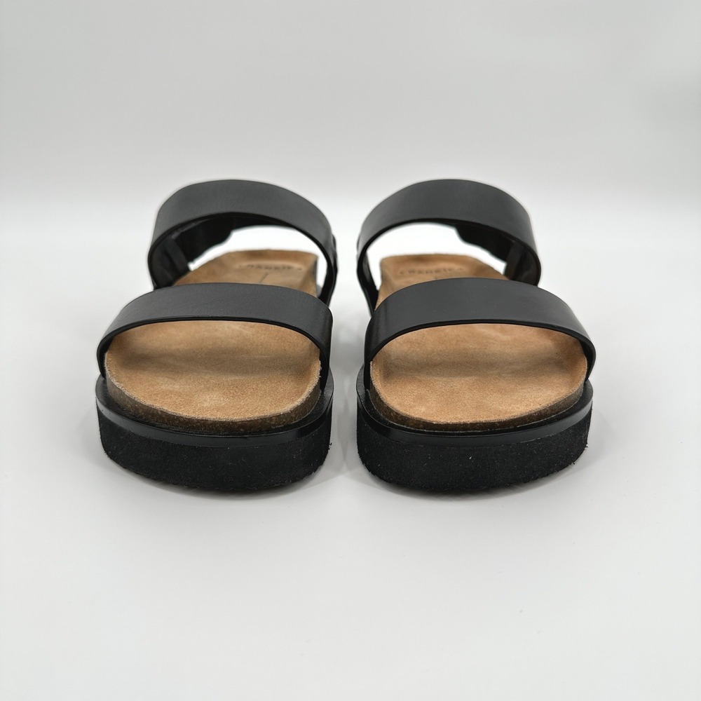 Frankie4 Hunter Black Leather Platform Sandals Womens 7 Cork Footbed NWOB - Picture 4 of 9